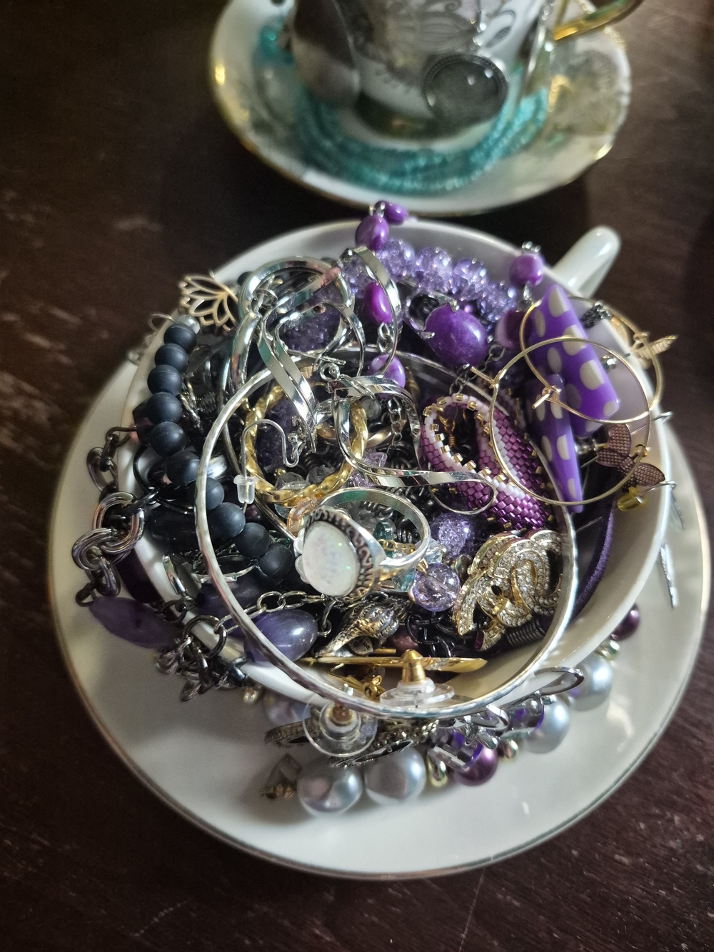 Purple Mixed-Material Women's Bracelet Set - Fashion Layering Pieces